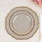 20 TAUPE 10.5" Round Plastic Dinner Plates GOLD Scalloped Rim